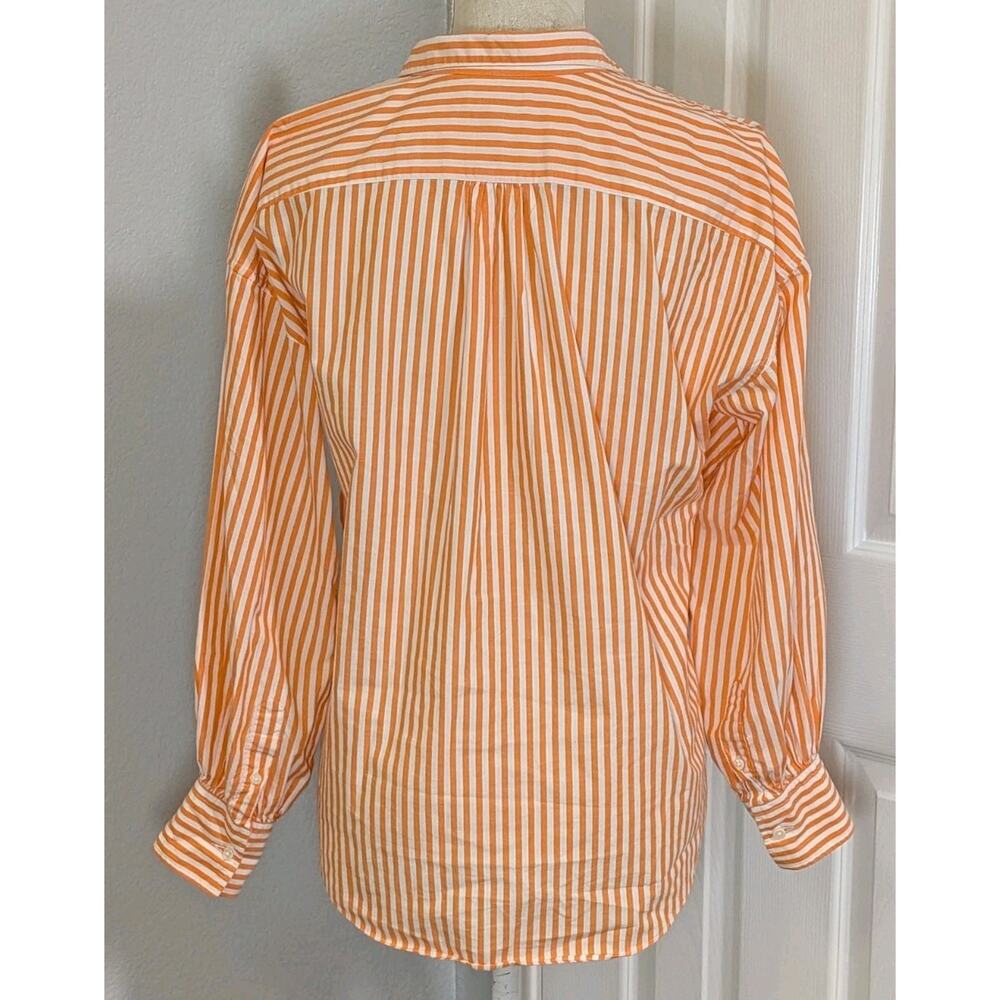 Ann Mashburn Anaya Popover Shirt Size S Striped Orange White 100% Cotton - Picture 4 of 11